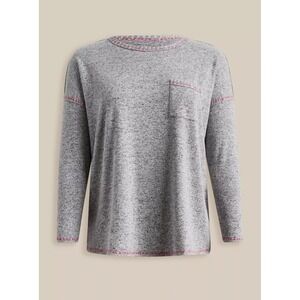 Torrid Relaxed Fit‎ Super Soft Plush Crew Neck Pocket Contrast Stitch Tee Gray M